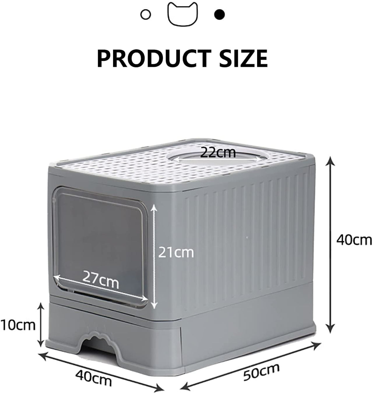 Foldable Top Entry Cat Litter Box with Lid and Scoop M439849