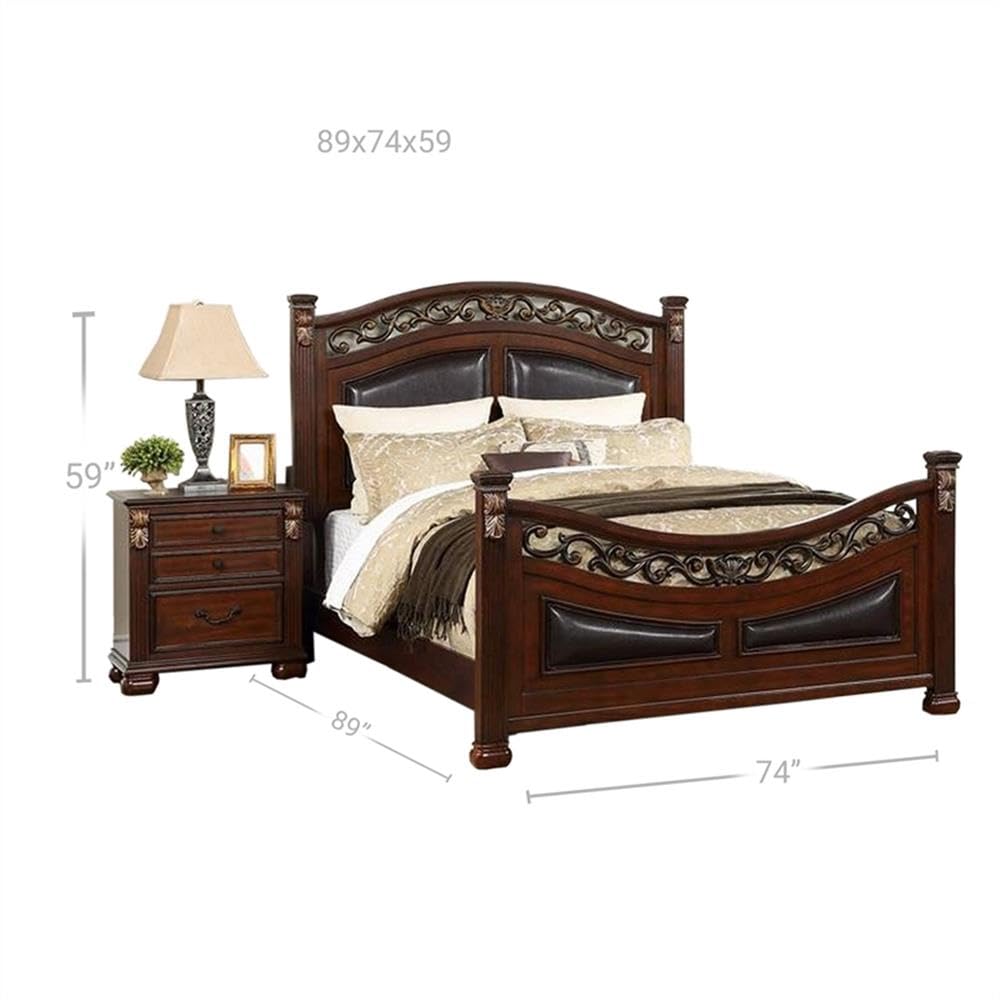 California King Bed with Arched Headboard and Curved Footboard Y4688