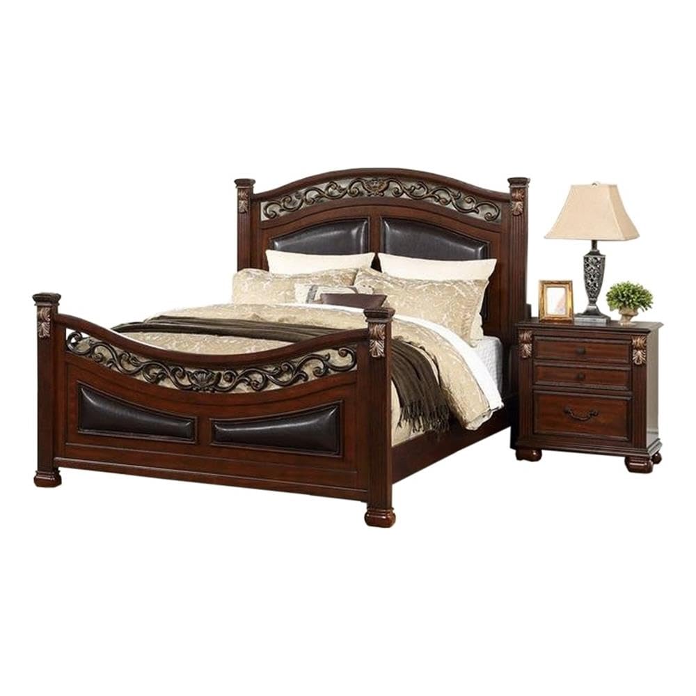 California King Bed with Arched Headboard and Curved Footboard Y4688