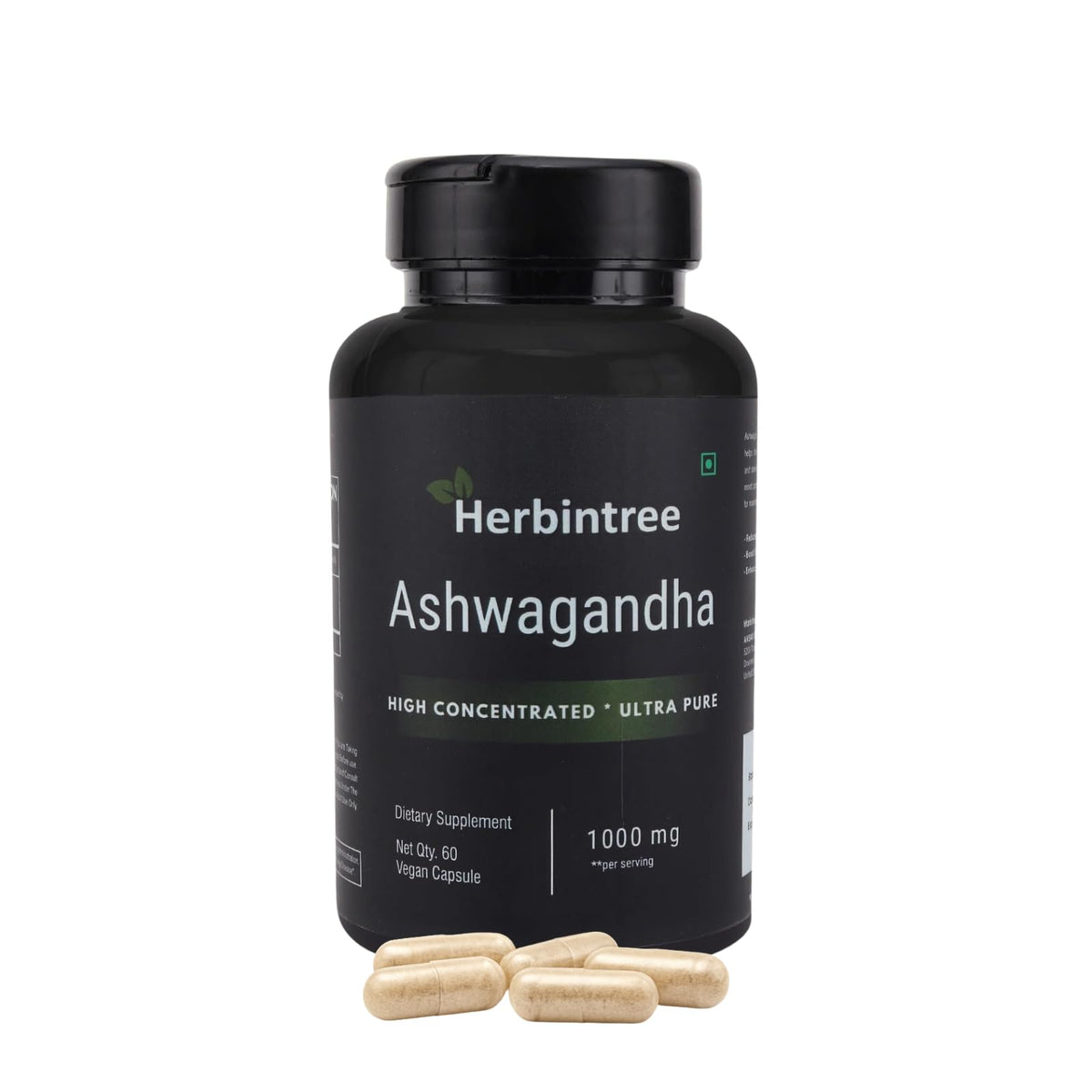 Ashwagandha 1000mg Vegan Non-GMO 60 Veg Capsules H5601