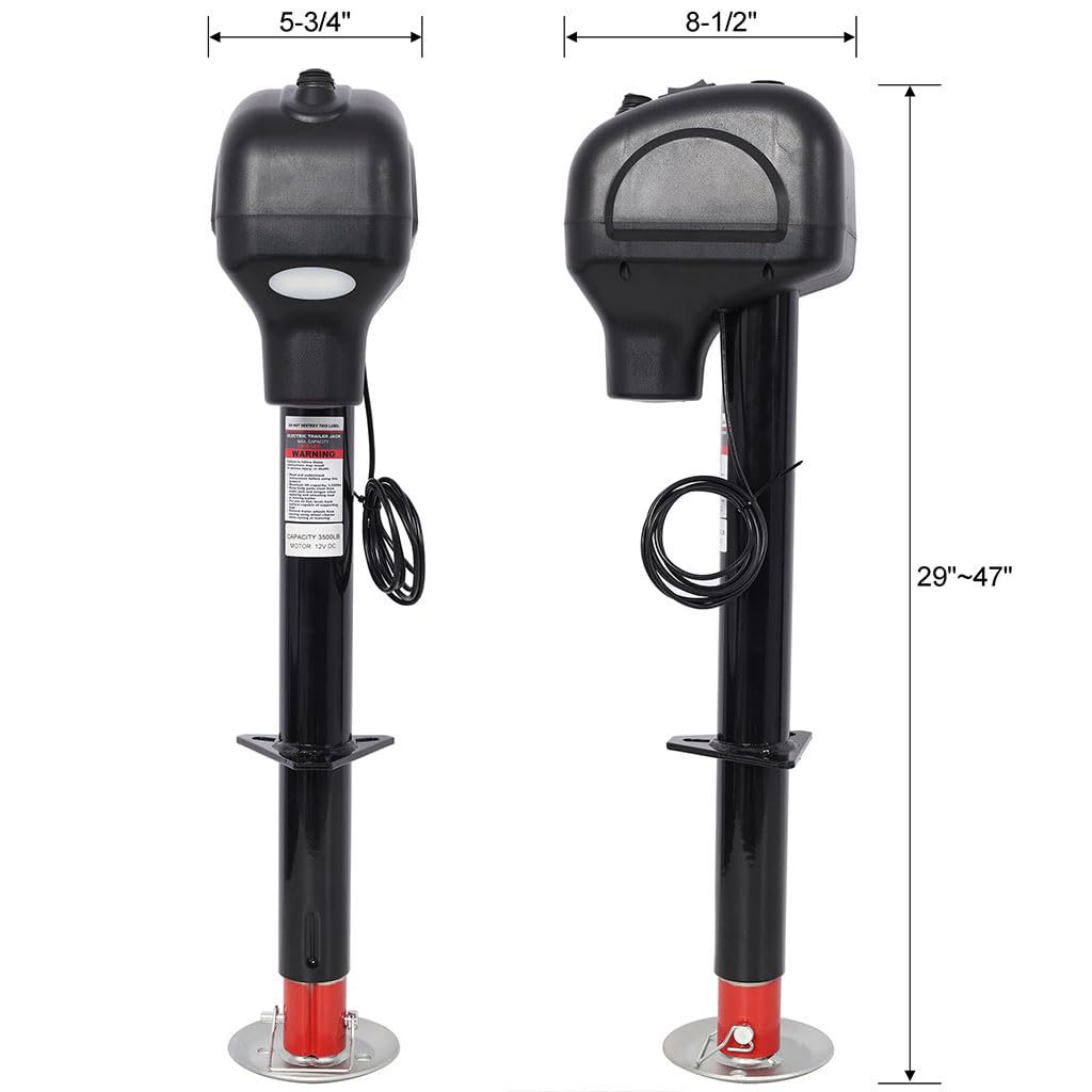 3500 LBS 12V Electric Trailer Jack with Drop Leg Z6888