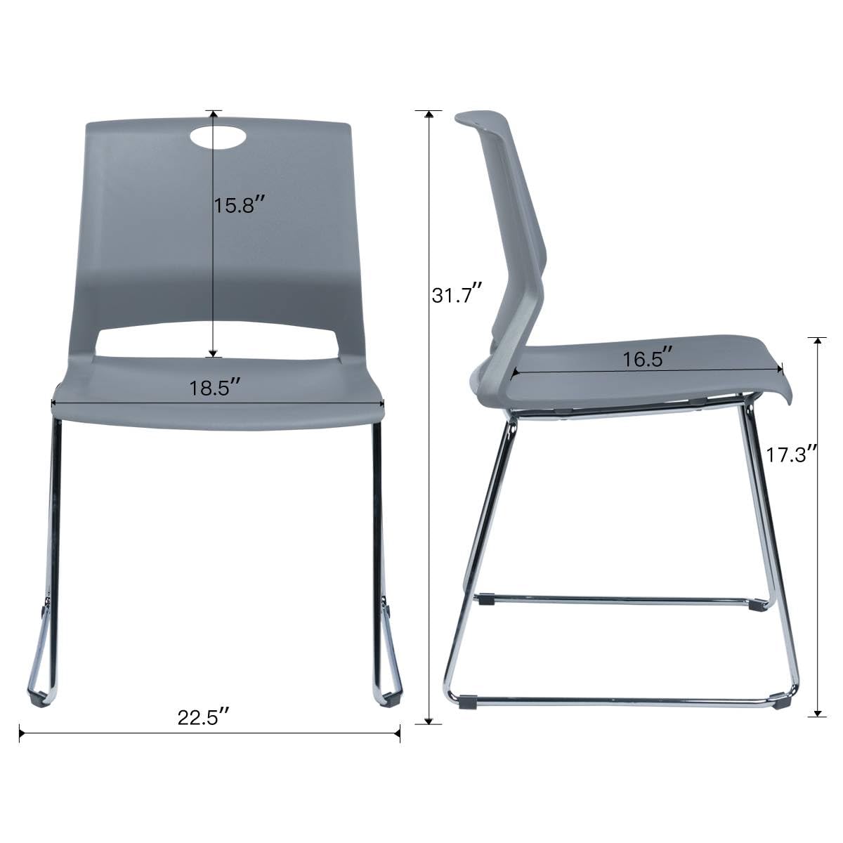 Grey Plastic Stack Chair 4-Pack U893