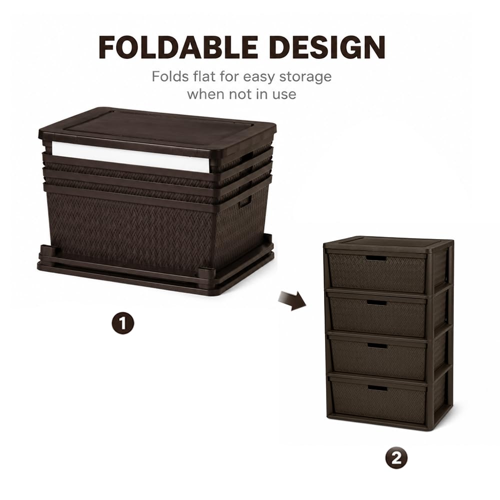 Brown 4 Drawer Plastic Storage Organizer Tower E997