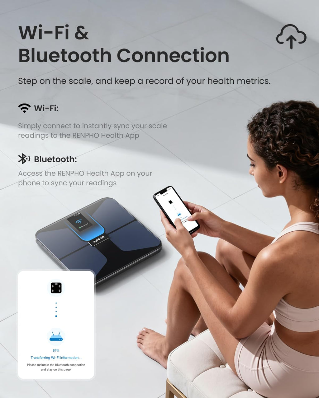 Wi-Fi Bluetooth Rechargeable Body Fat Smart Scale I3818