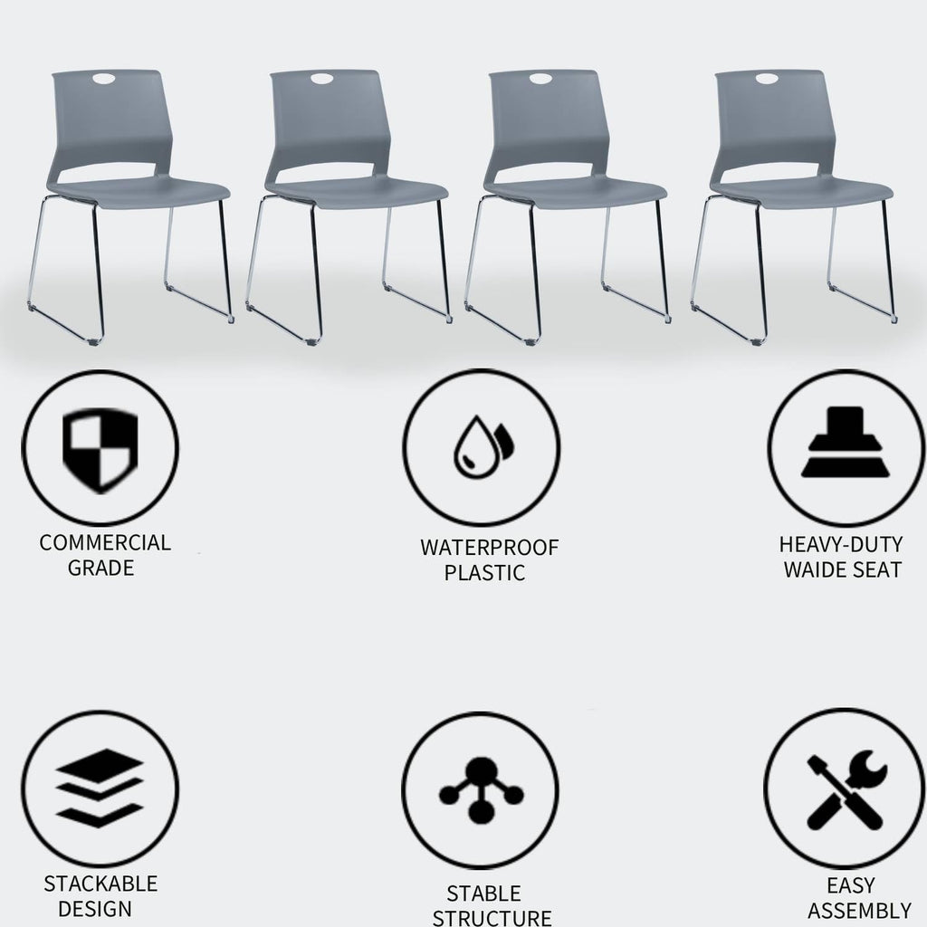 Grey Plastic Stack Chair 4-Pack U893