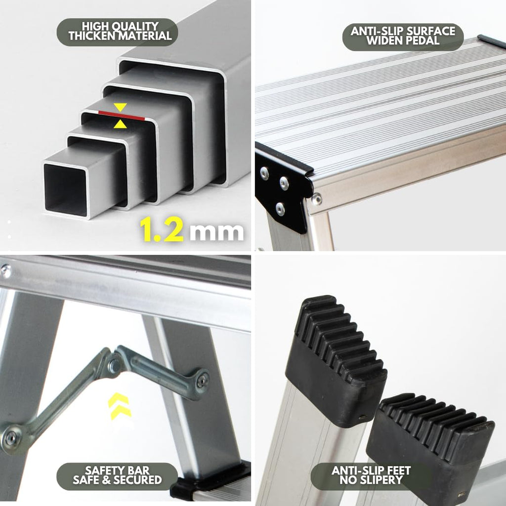 2 Step Aluminum Folding Ladder 330lbs C562