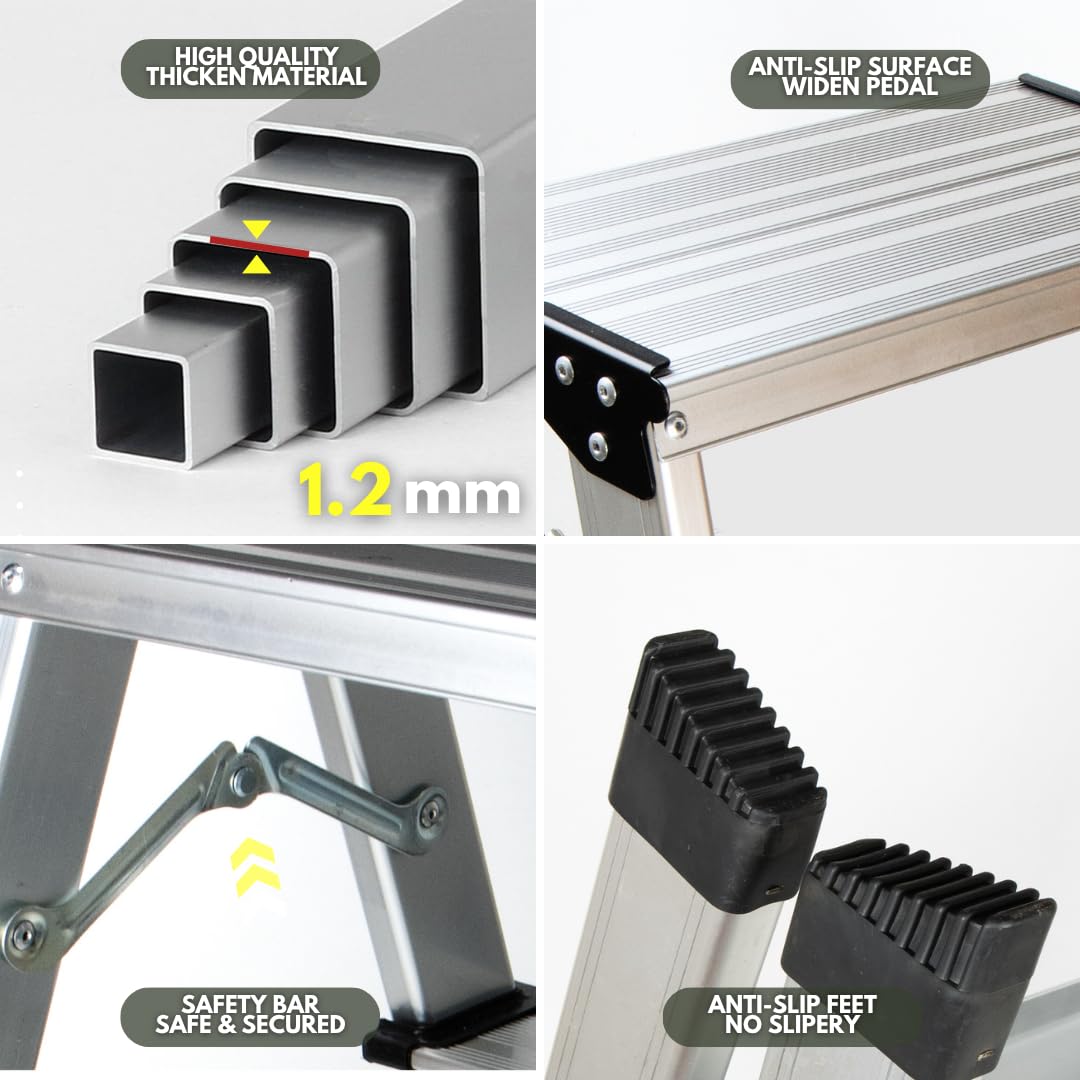 2 Step Aluminum Folding Ladder 330lbs C562