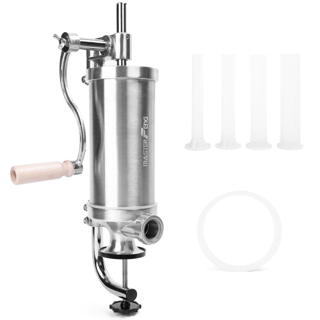 2.5 LBS Stainless Steel Sausage Stuffer with 4 Funnels L829