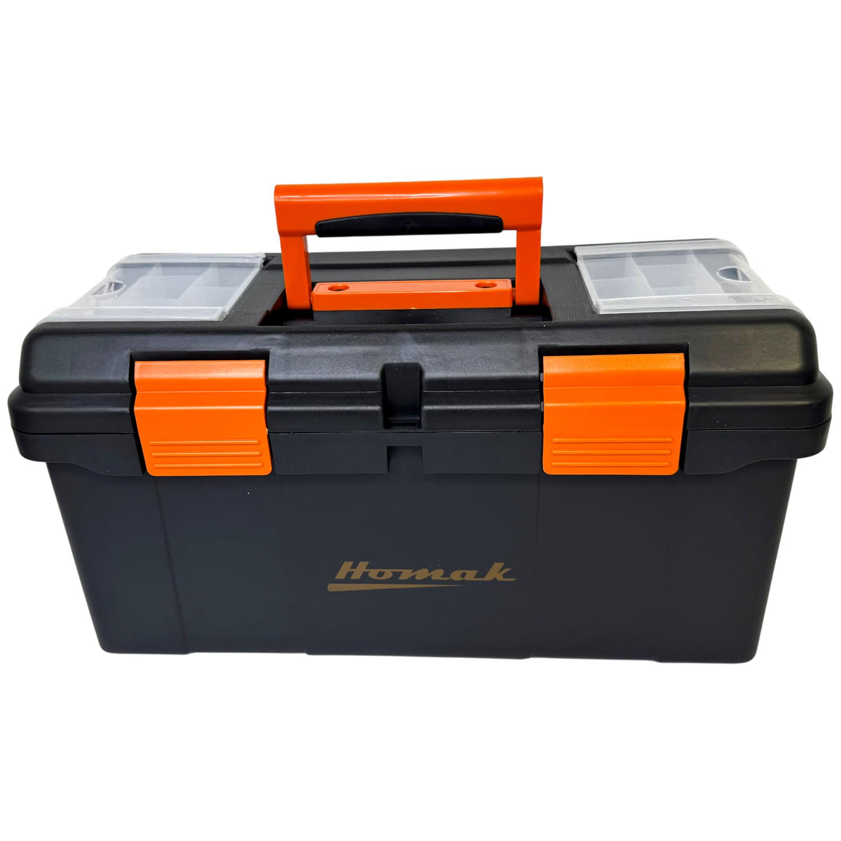 Plastic Tool Box with Tray and Dividers, Black, 19.25 Inches K5366