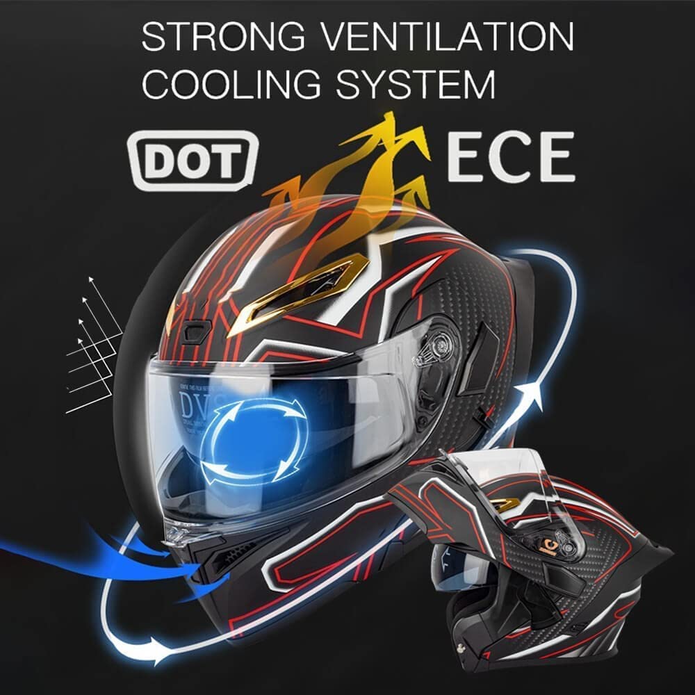 Bluetooth Modular Motorcycle Helmet with Flip Up Dual Anti-Fog Visors H588