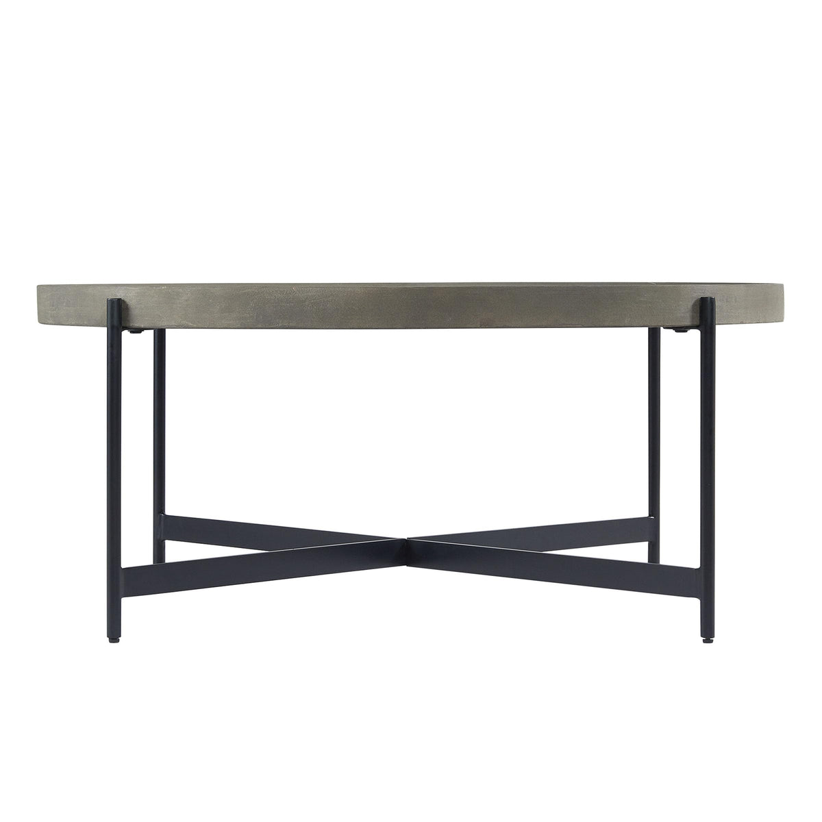 42-Inch Round Concrete-Coated Wood Coffee Table with Tray Top E981