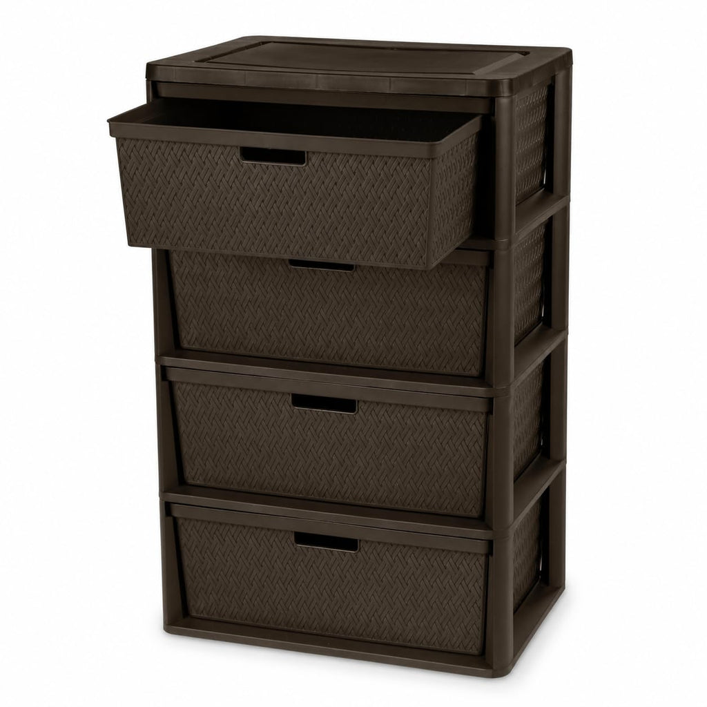 Brown 4 Drawer Plastic Storage Organizer Tower E997