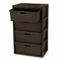 Brown 4 Drawer Plastic Storage Organizer Tower E997