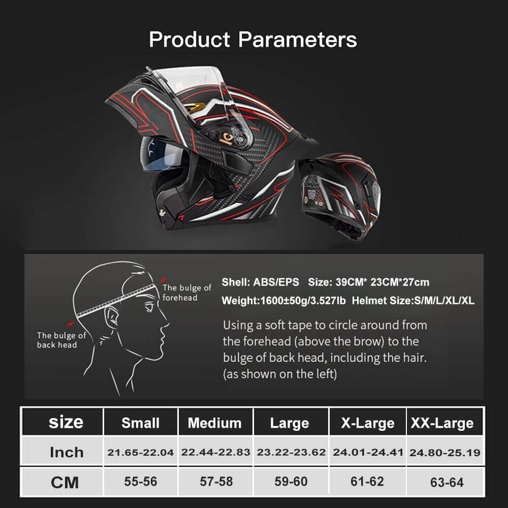 Bluetooth Modular Motorcycle Helmet with Flip Up Dual Anti-Fog Visors H588