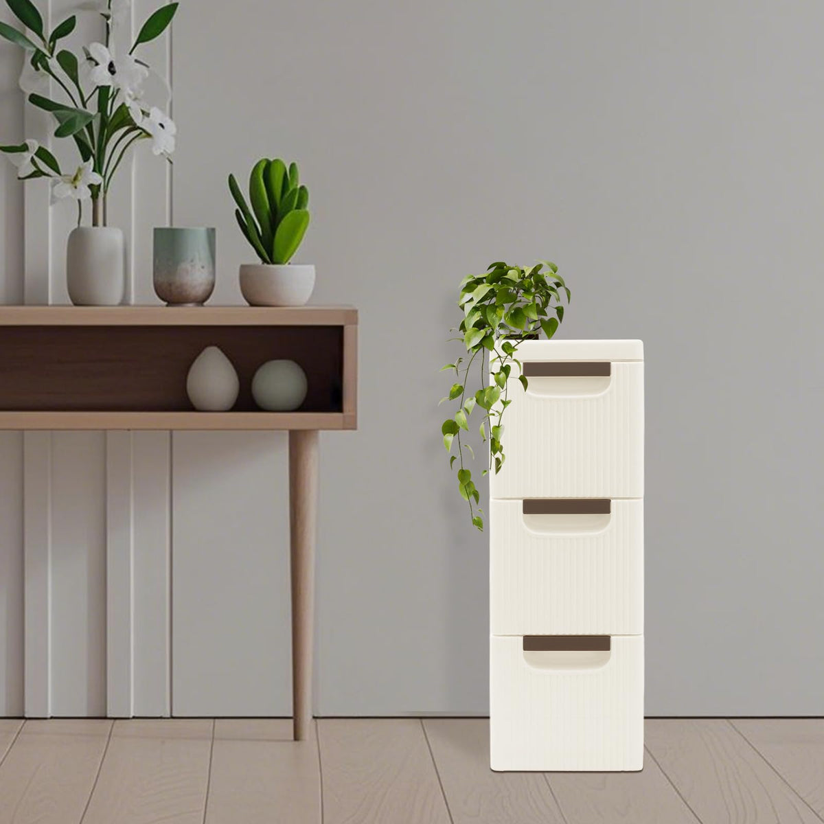 Narrow Rolling Storage Cabinet with 3 Drawers E507453