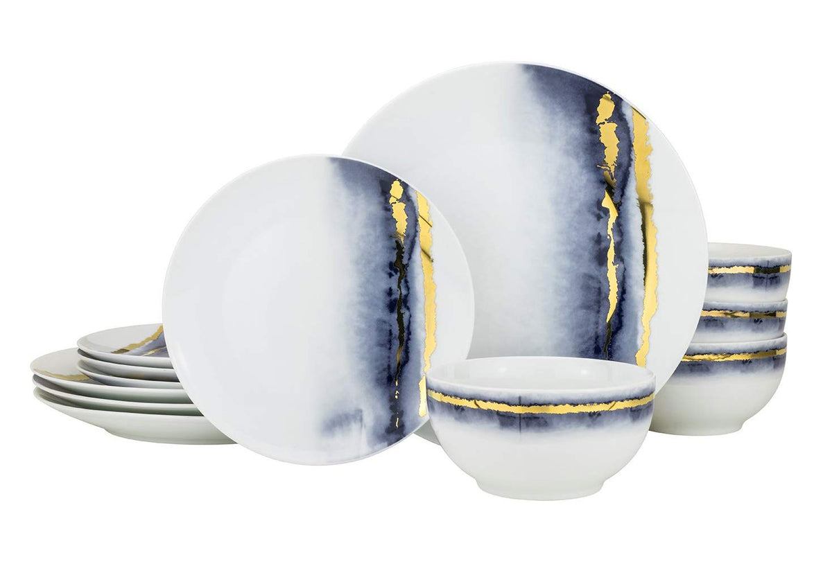 12-Piece Marble Porcelain Dinner Plates Set K149