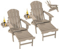 Folding Adjustable Adirondack Chair with Ottoman Set of 2 Q873799
