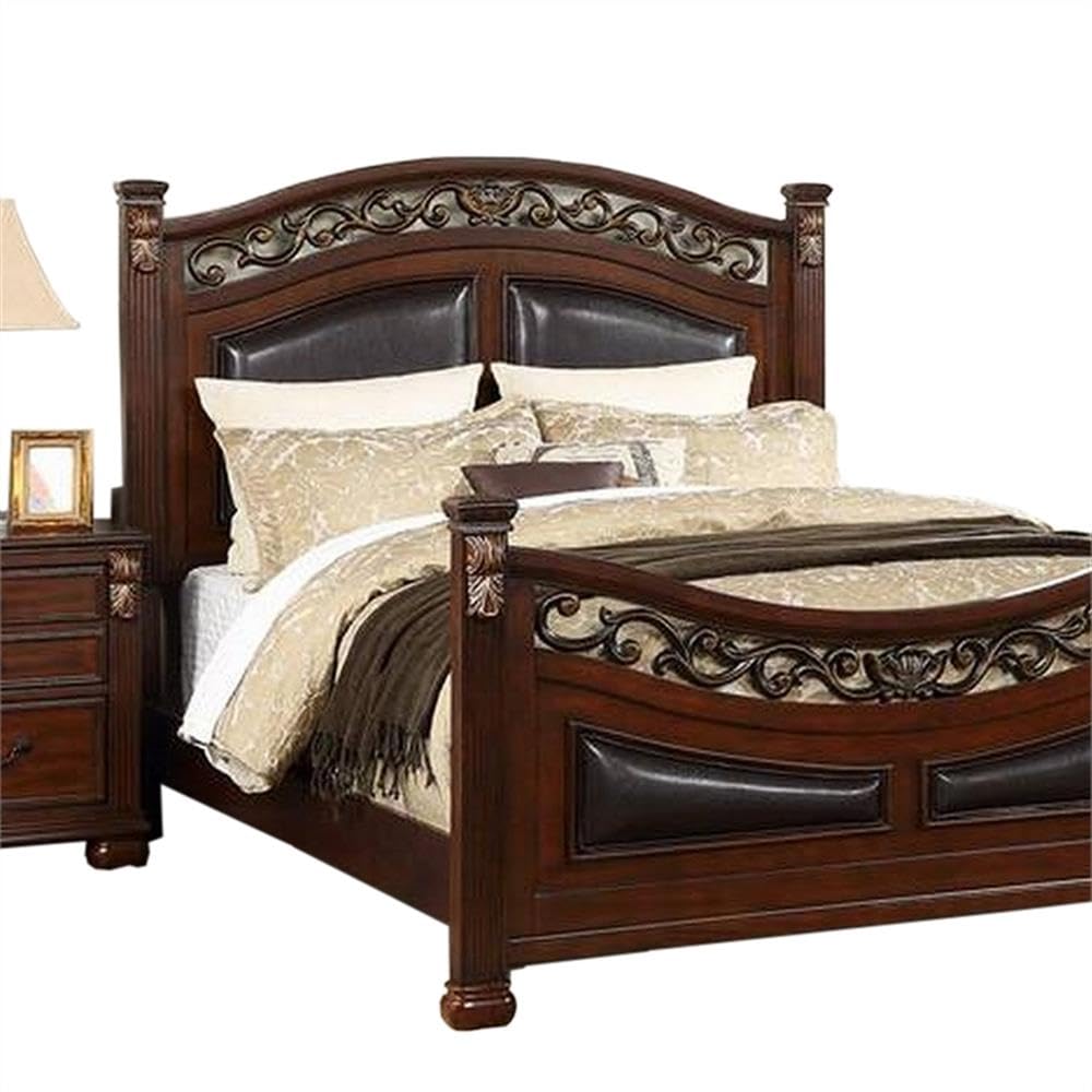 California King Bed with Arched Headboard and Curved Footboard Y4688