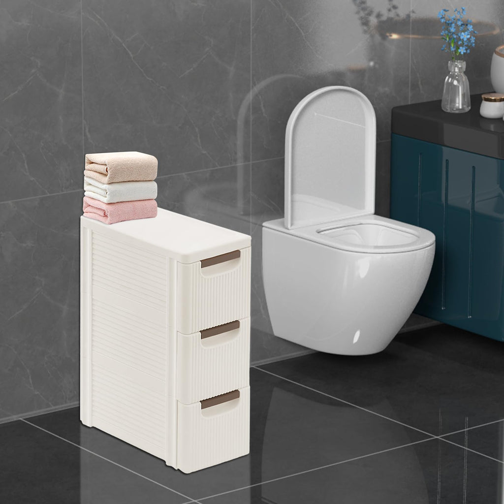 Narrow Rolling Storage Cabinet with 3 Drawers E507453
