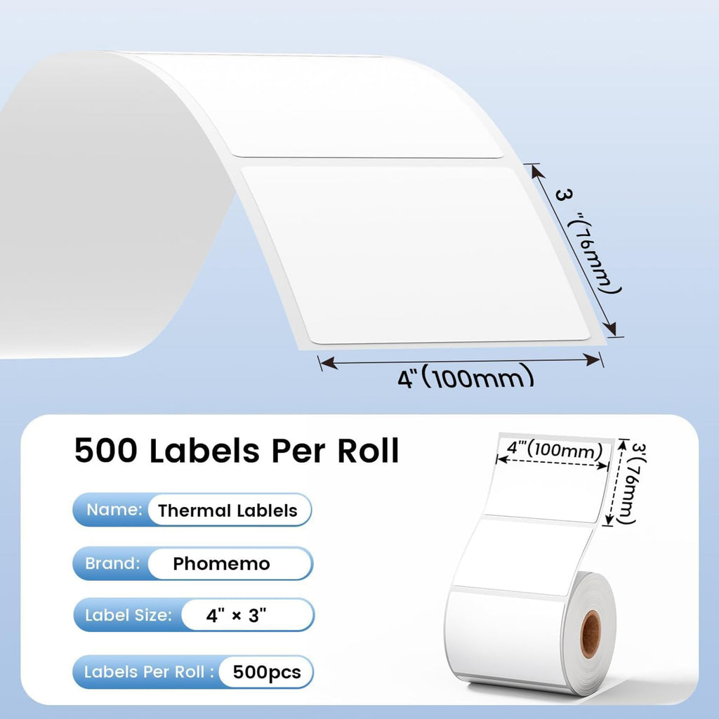 4x3 Thermal Labels 500PCS Water/Oilproof A24158
