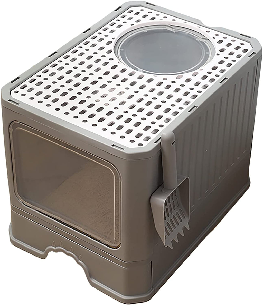 Foldable Top Entry Cat Litter Box with Lid and Scoop M439849