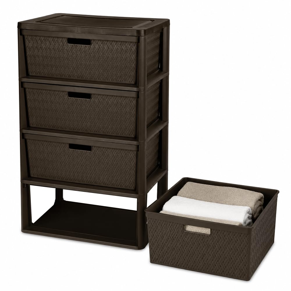 Brown 4 Drawer Plastic Storage Organizer Tower E997