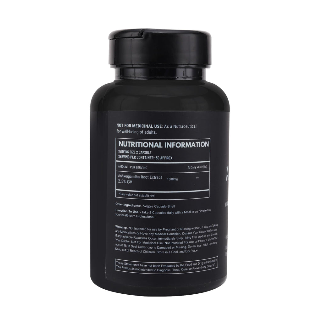 Ashwagandha 1000mg Vegan Non-GMO 60 Veg Capsules H5601
