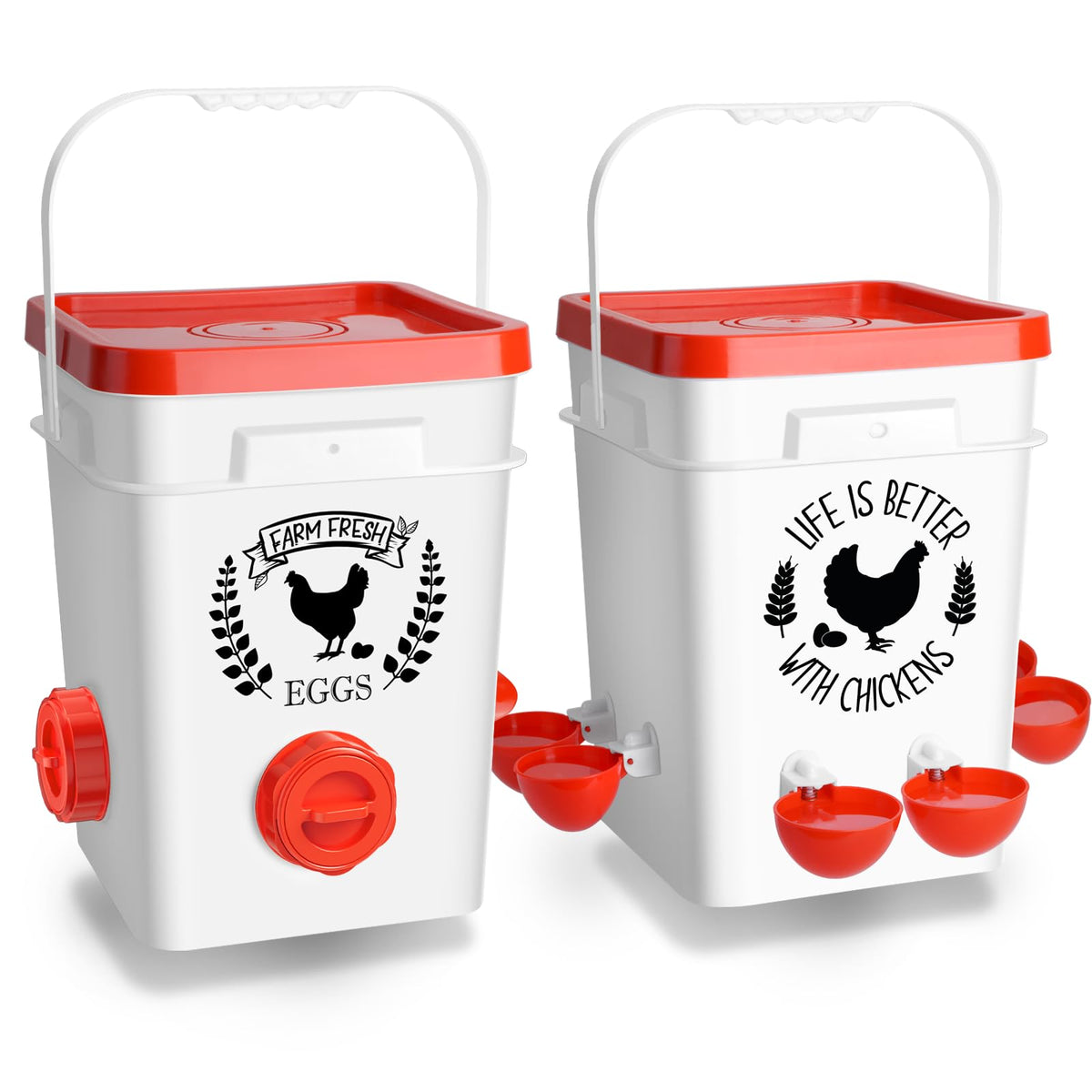 5Gal/25Lb Chicken Feeder and Waterer Set with S-Hooks U865164