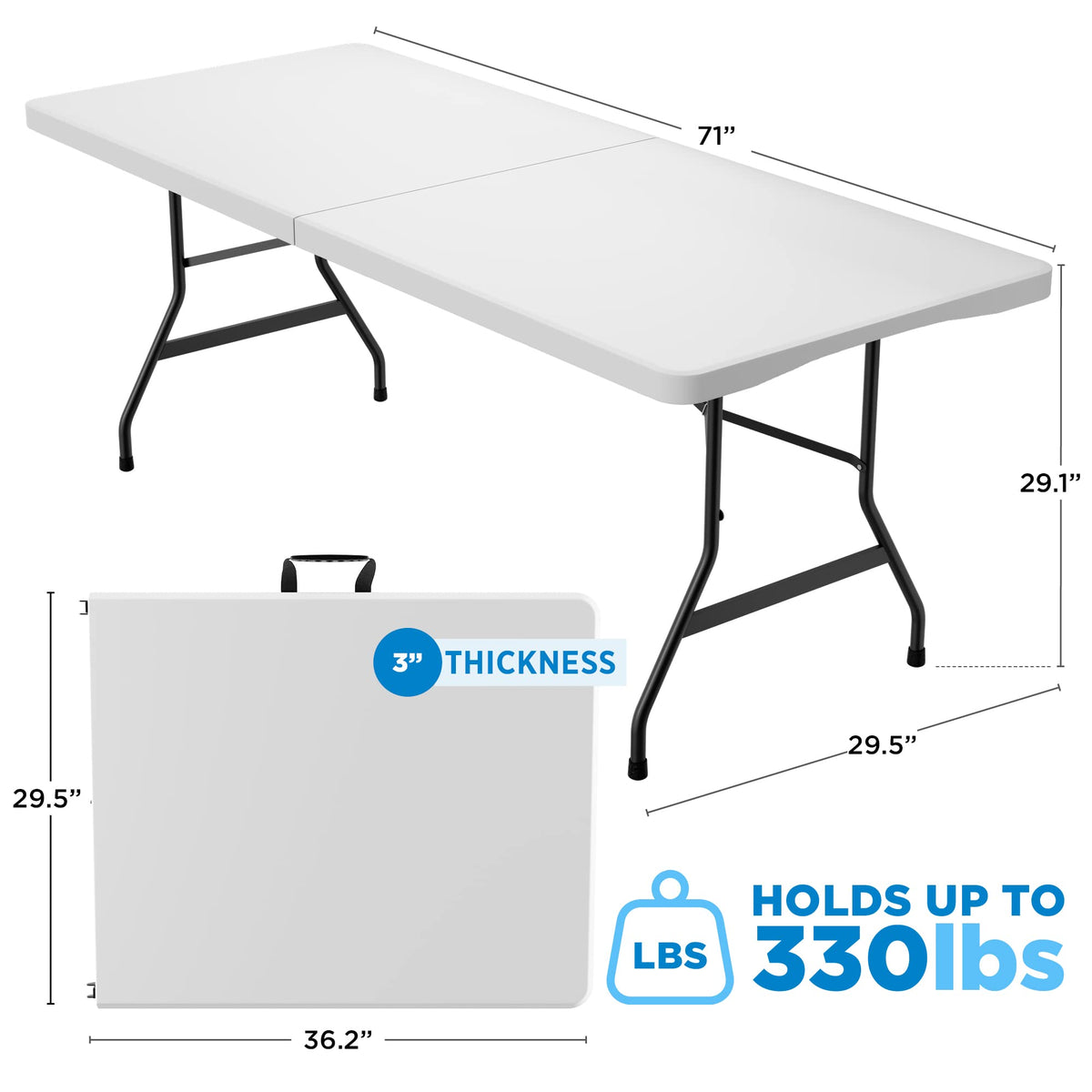 White Plastic Folding Table P469