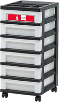 6 Drawer Rolling Storage Cart with Organizer Top, Black W75225
