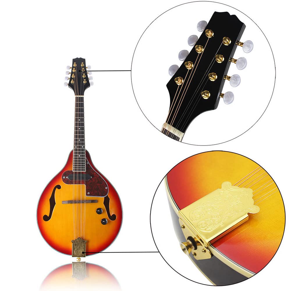 8 Strings Electric Mandolin with Cable and Cleaning Cloth P3570