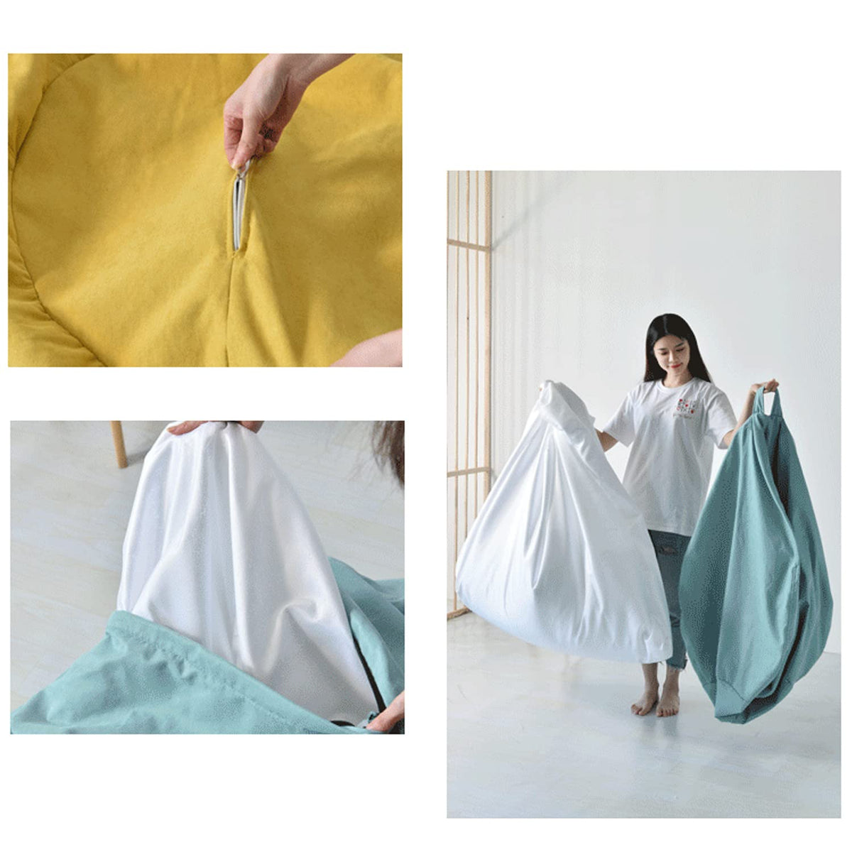 Yellow Washable Bean Bag Chair Cover P76094
