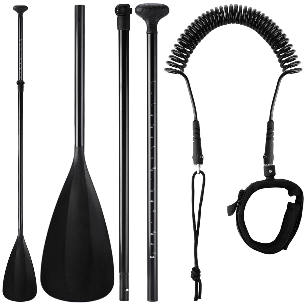 3 Pieces Paddle Board Paddle with Leash Detachable Aluminum Alloy Shaft C6444