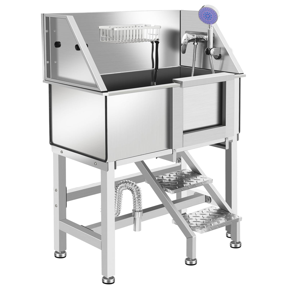Stainless Steel Dog Washing Station with Stairs E862