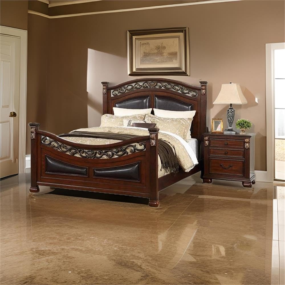 California King Bed with Arched Headboard and Curved Footboard Y4688