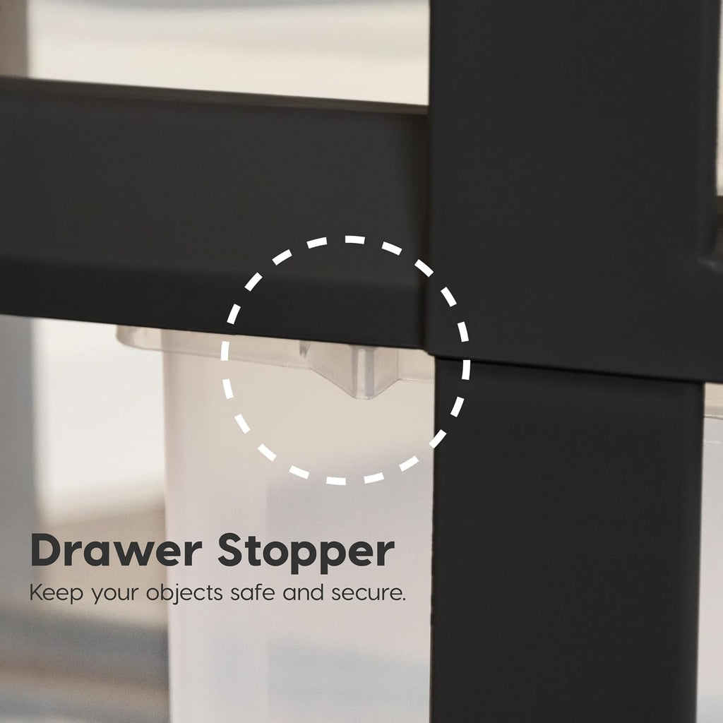 6 Drawer Rolling Storage Cart with Organizer Top, Black W75225