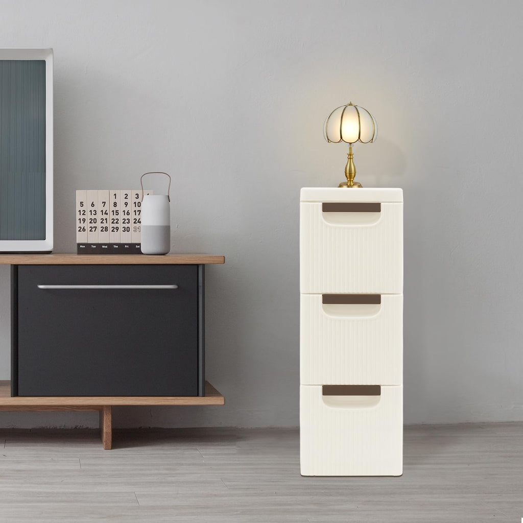 Narrow Rolling Storage Cabinet with 3 Drawers E507453