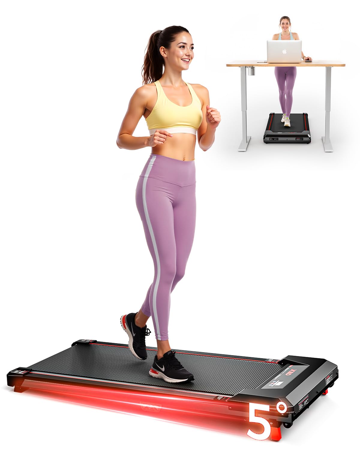 Incline Walking Pad Treadmill 330 Lbs Capacity 2.5HP V664