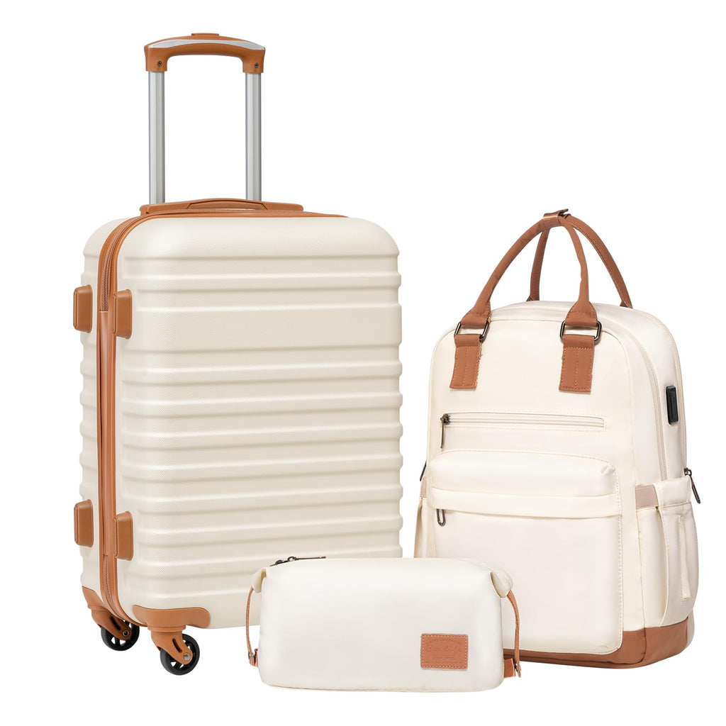 White 3 Piece Hardside Luggage Set U6366