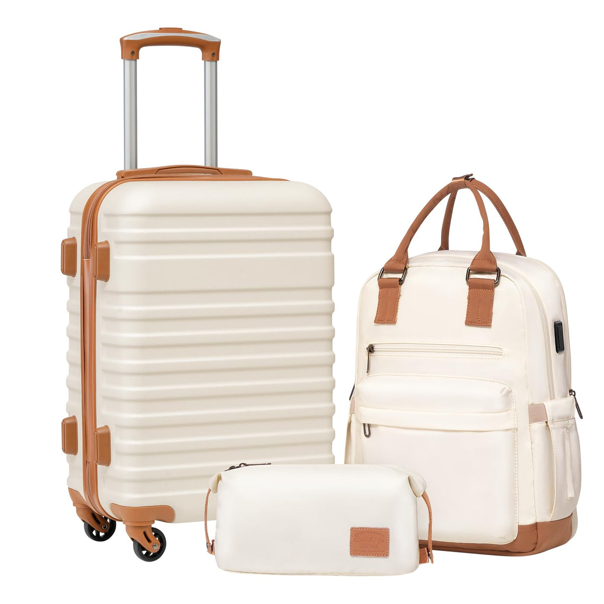 White 3 Piece Hardside Luggage Set U6366