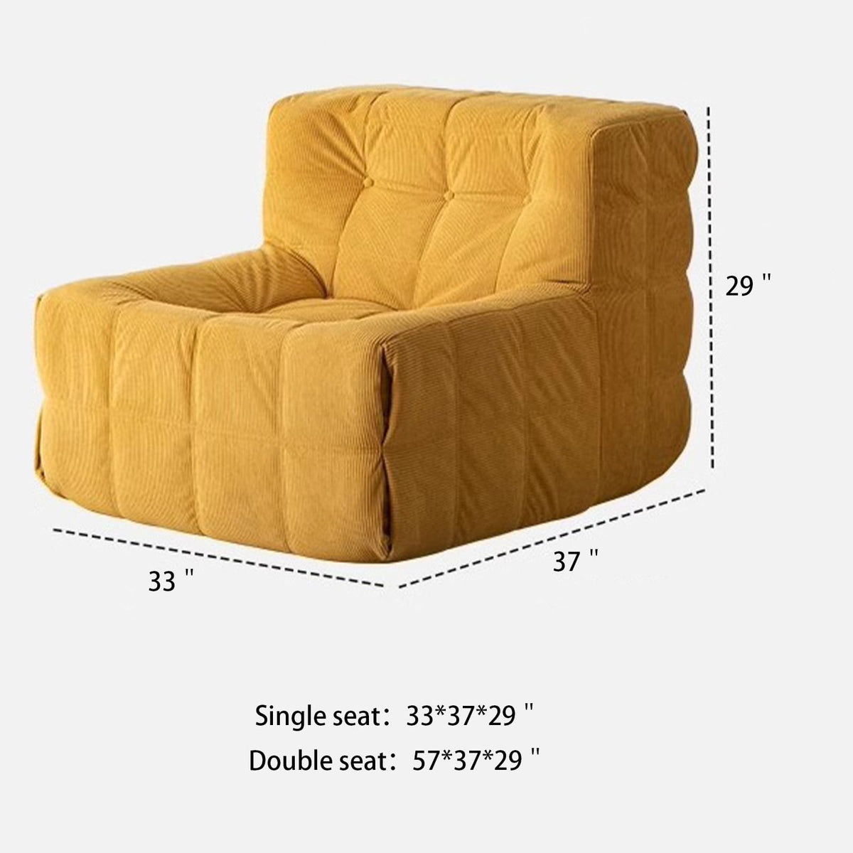 Yellow Corduroy Bean Bag Chair Y425