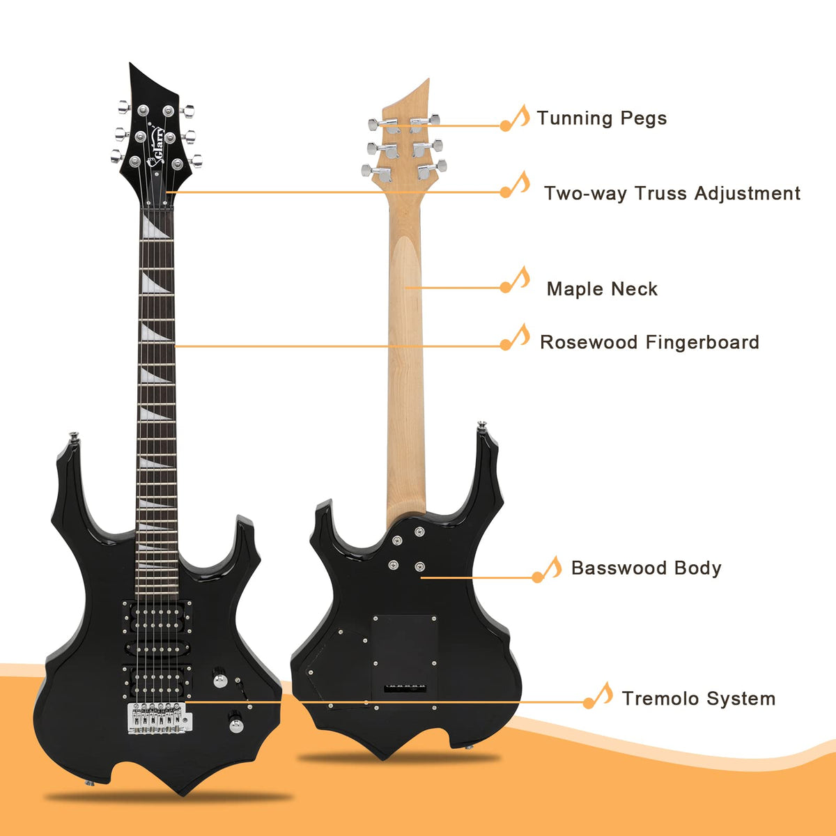 Black Electric Guitar with Accessories Pack T33965
