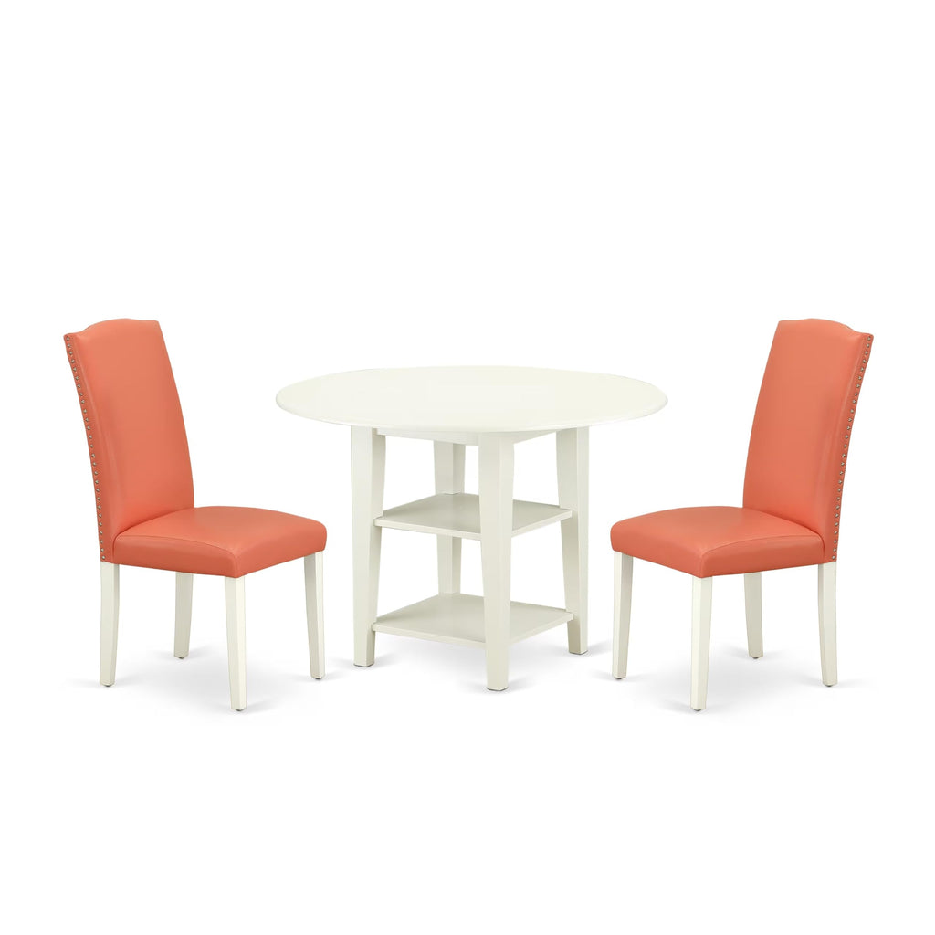 3 Piece Dining Table Set with 2 Faux Leather Chairs V31530