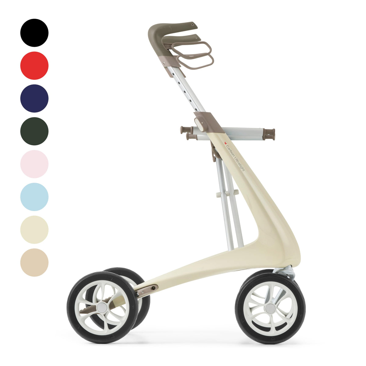 Carbon Ultralight Rollator Walker, 10.6 lbs, Oyster White, Compact N8386