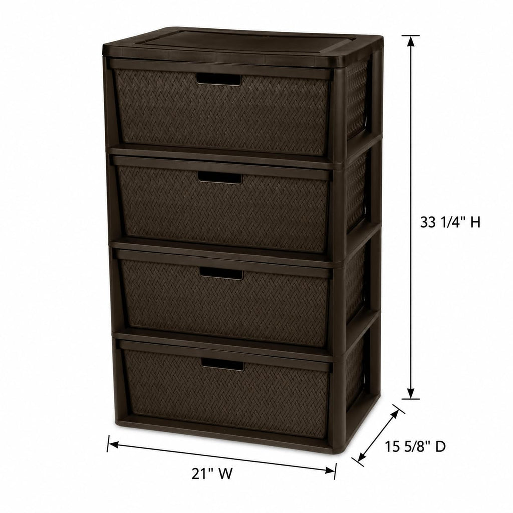 Brown 4 Drawer Plastic Storage Organizer Tower E997
