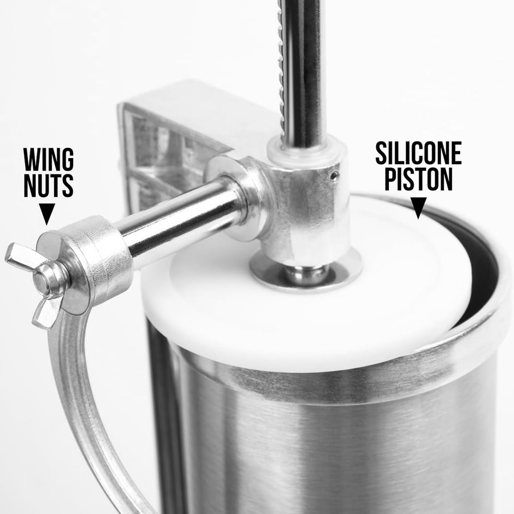 2.5 LBS Stainless Steel Sausage Stuffer with 4 Funnels L829