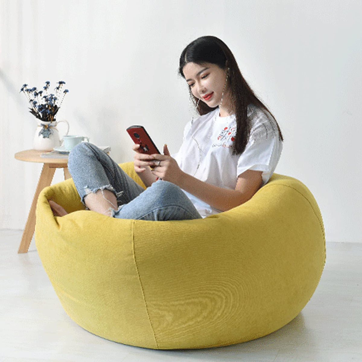 Yellow Washable Bean Bag Chair Cover P76094