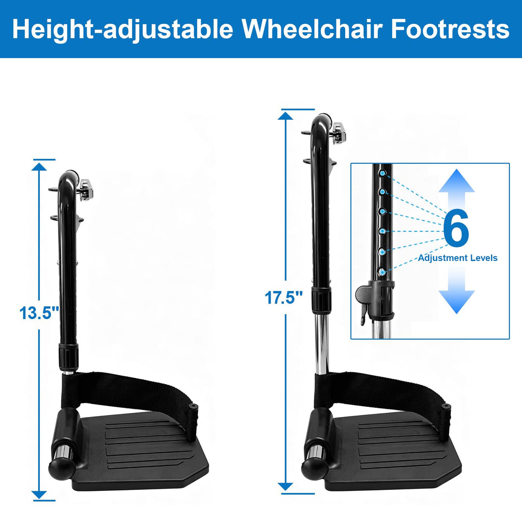 Black Wheelchair Footrest Replacement with Heel Loop J638