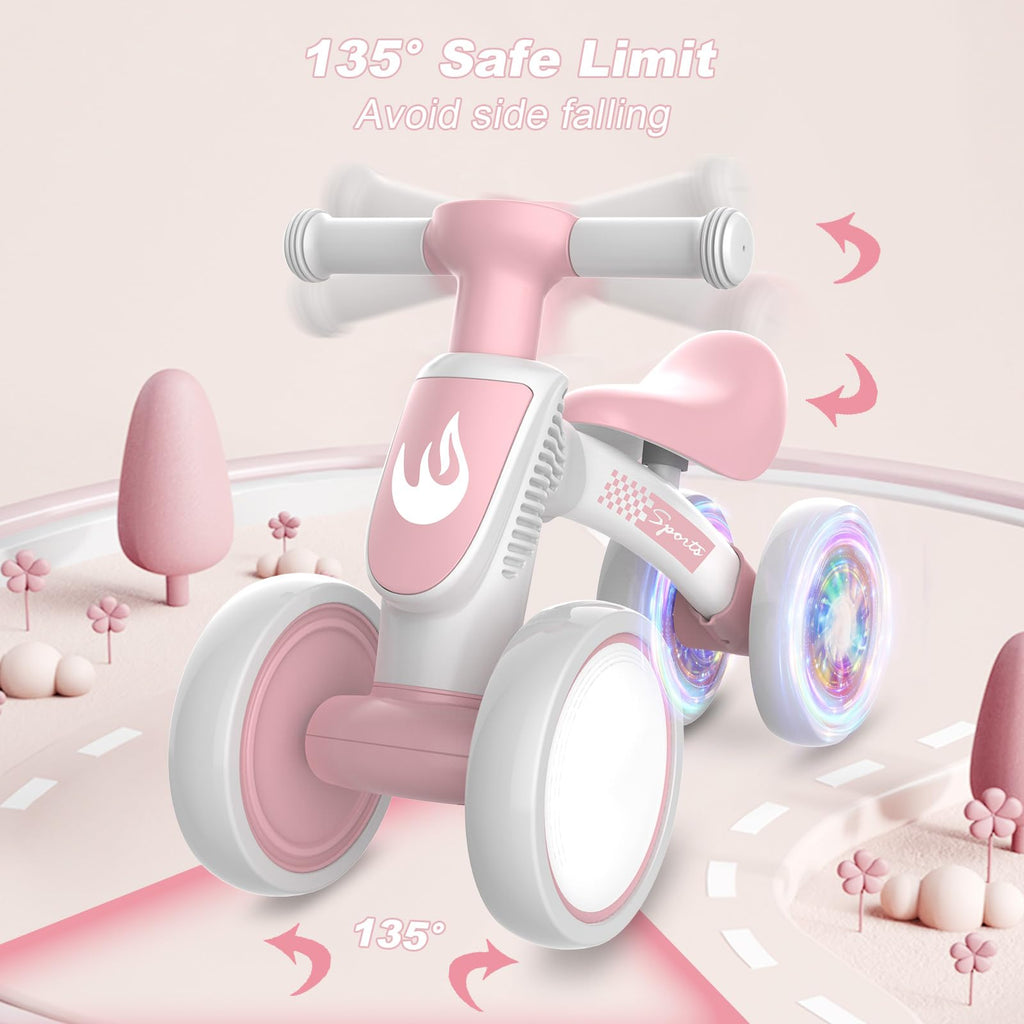 Baby Balance Bike No Pedal 4 Wheels Soft Seat N2376