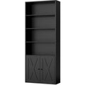 Black 6 Shelf Bookshelf with Doors T385